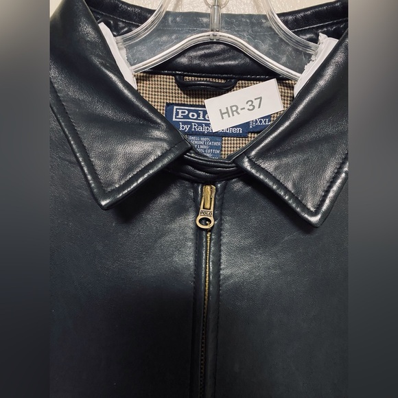 🔥 Polo Ralph Lauren Black Leather Jacket Men XXL Classic Full-Zip Timeless Style - Picture 15 of 16